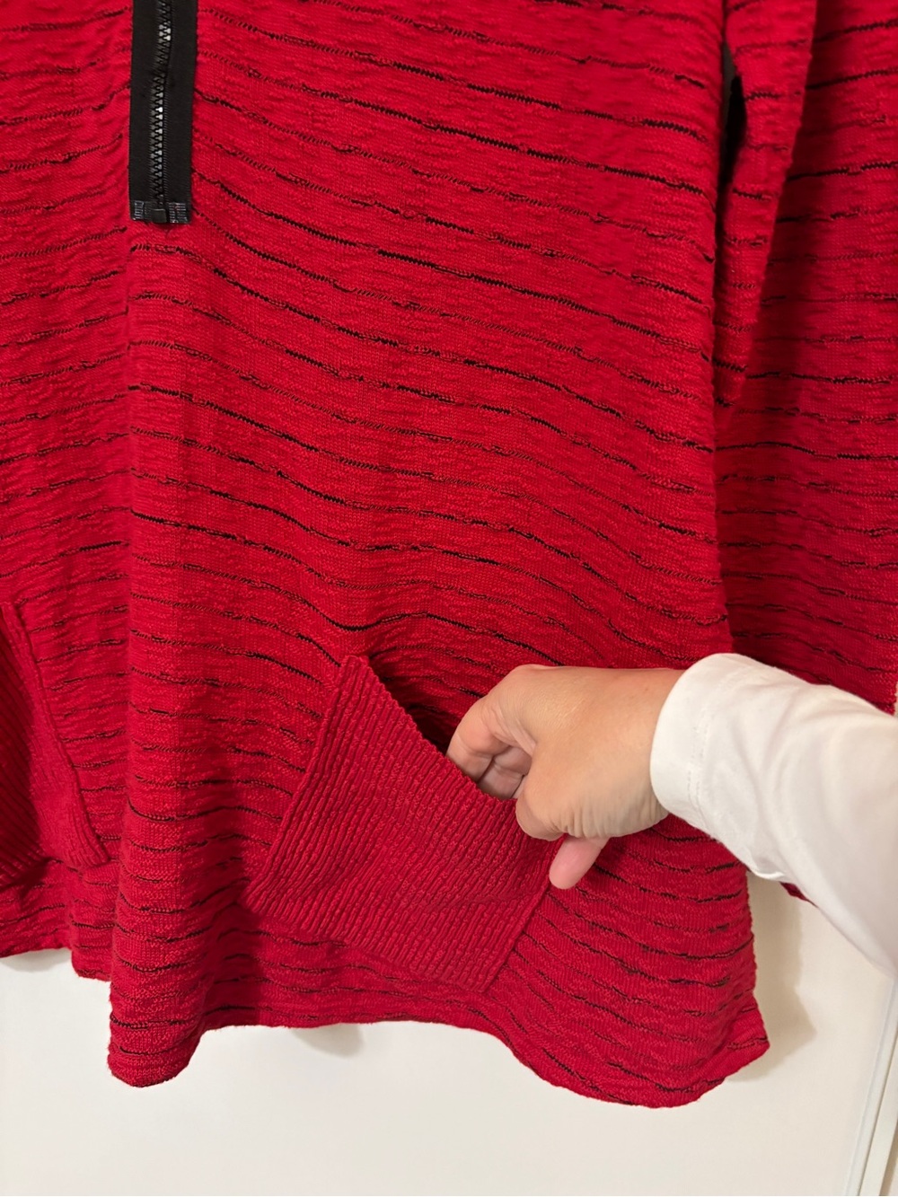 Womens Red Half-Zip Lagenlook Sweater Oversized Extra Large Relaxed Comfort 3D - Picture 4 of 10
